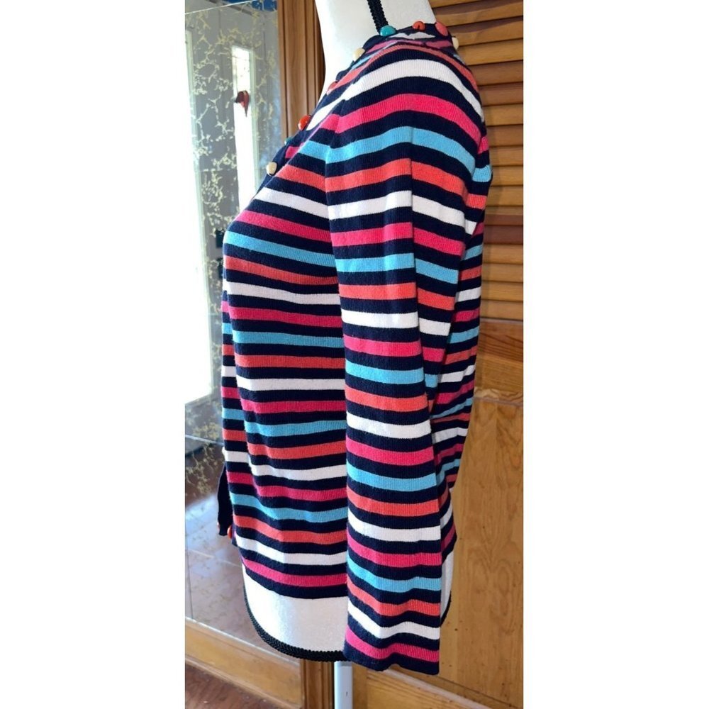 Ruby Rd Striped Beaded Striped Cardigan — Small - Picture 5 of 9